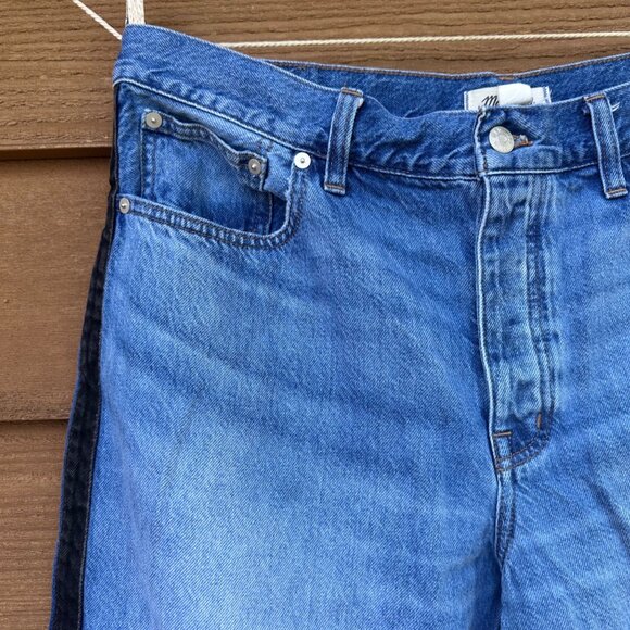 Madewell Womens Low-Slung Baggy Jeans Size 31 Blue Denim With Black Side Stripes - Picture 9 of 14